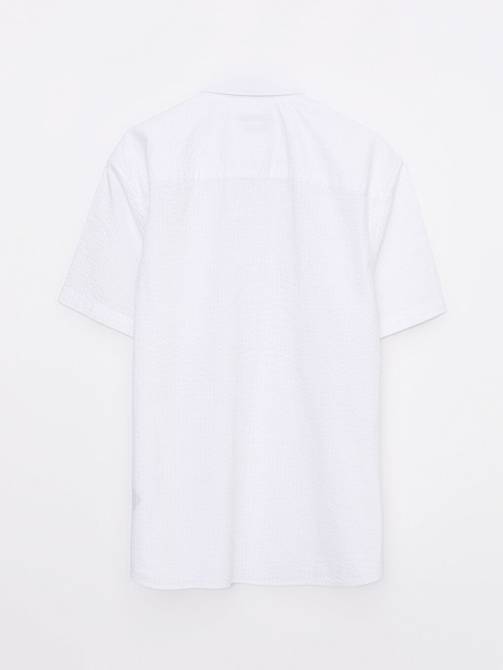 Beyaz Rahat Kalıp Kısa Kollu Erkek Gömlek-6