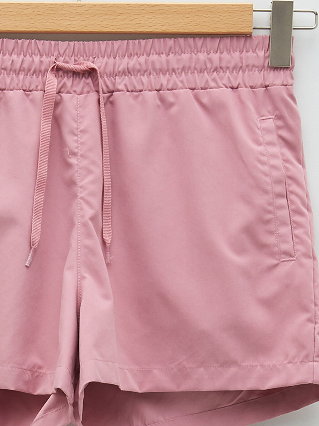 Pembe Beli Lastikli Kadın Deniz Şortu-9