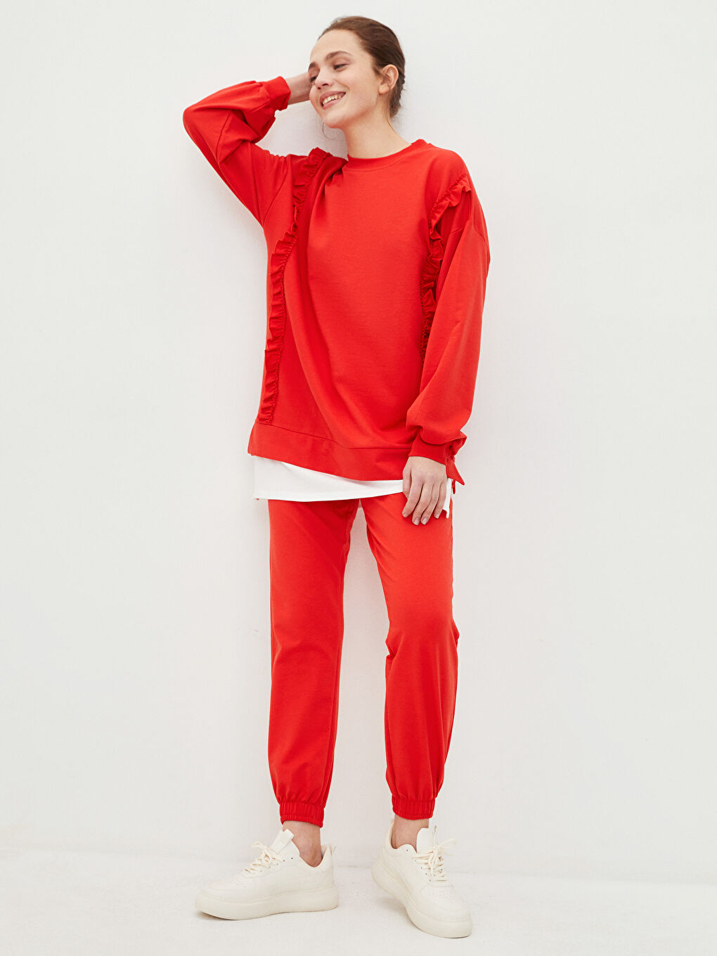 Women's Elasticated Waist Plain Jogger Sweatpants-1