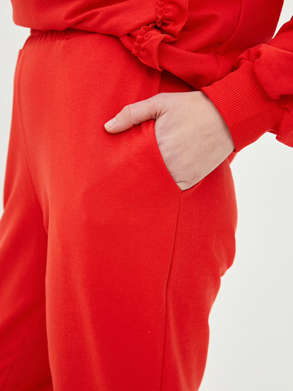 Women's Elasticated Waist Plain Jogger Sweatpants-4