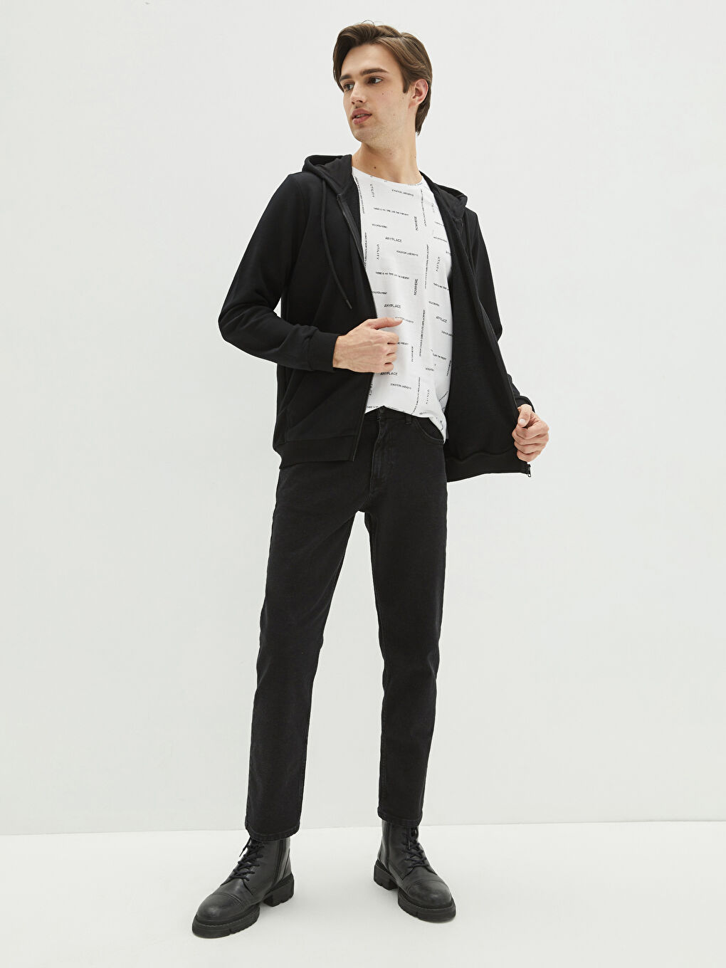 LCW Casual Hooded Long Sleeve Zipper Men's Sports Cardigan -S2AY56Z8-CVL