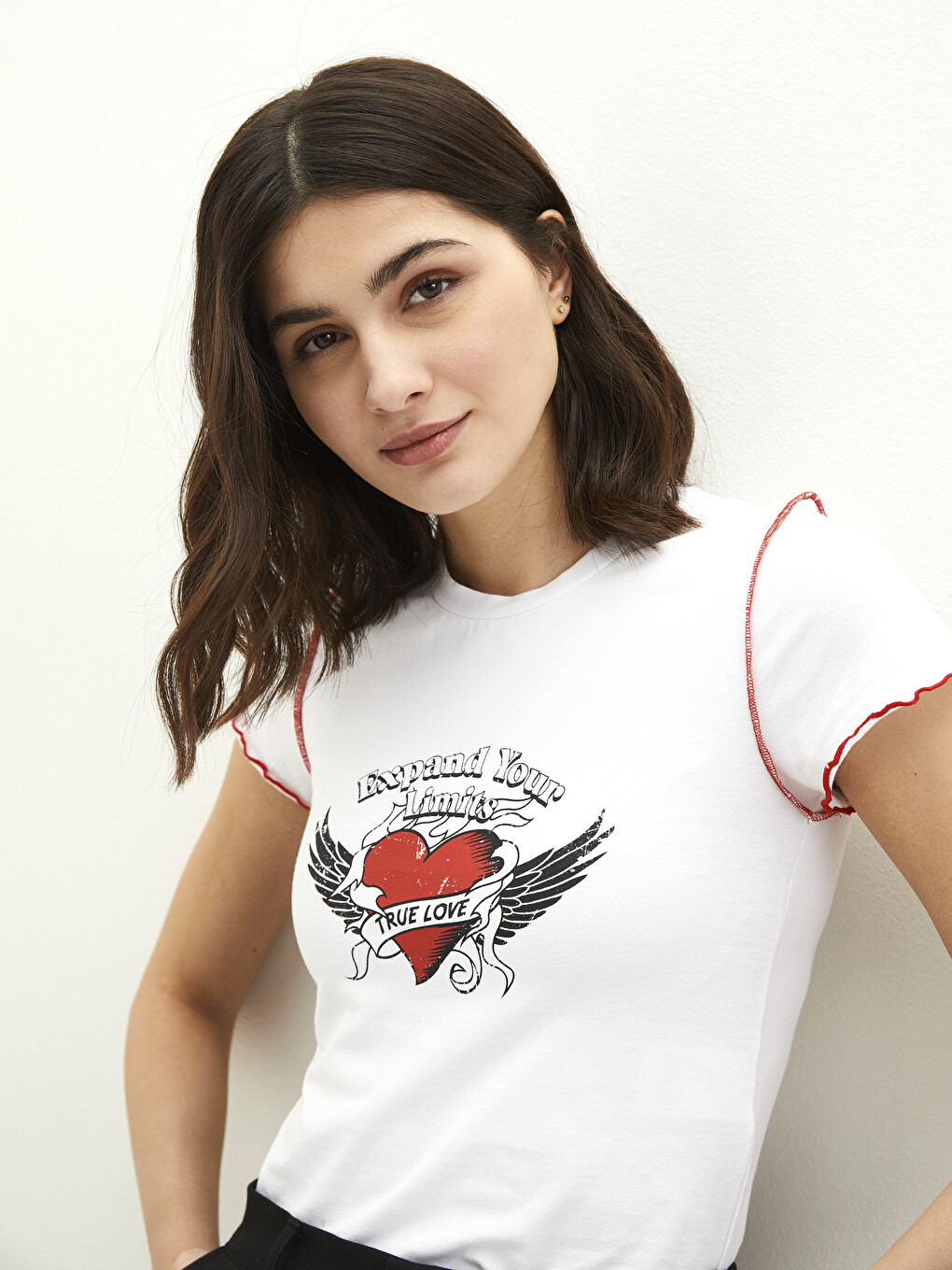 Crew Neck Printed Short Sleeve Cotton Women's T-shirt-1
