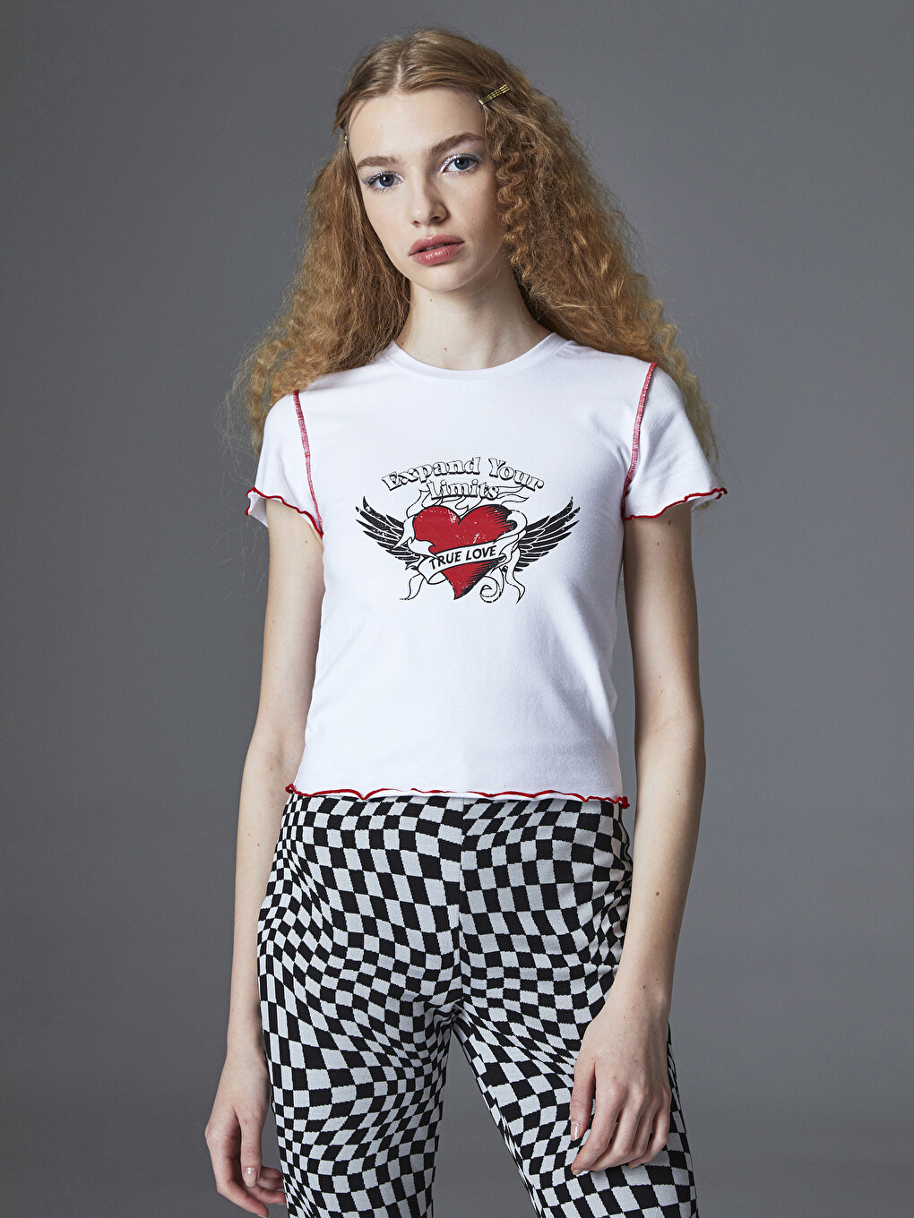 Crew Neck Printed Short Sleeve Cotton Women's T-shirt-2