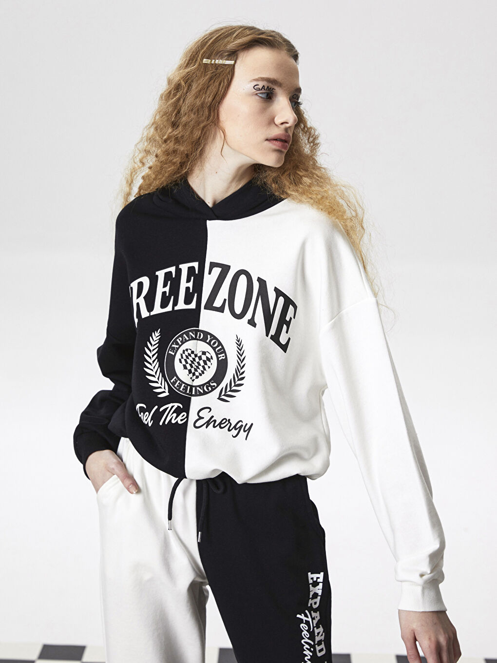 Color Block Long Sleeve Oversize Women's Hoodie-1