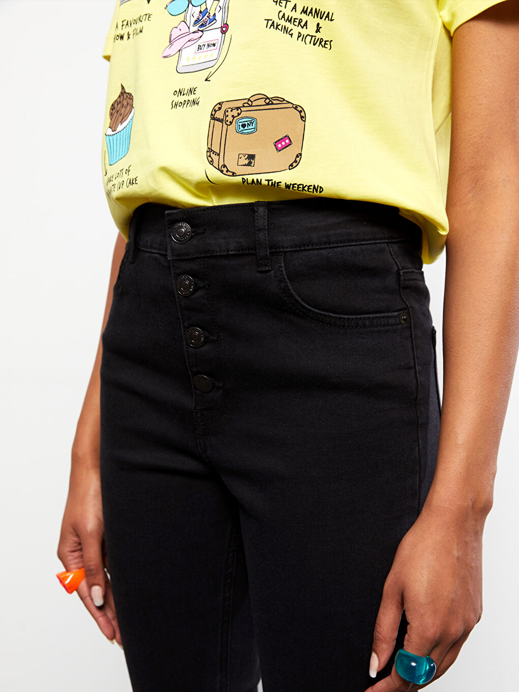 Siyah Yüksek Bel Jüpiter Süper Skinny Fit Kadın Jean Pantolon-2