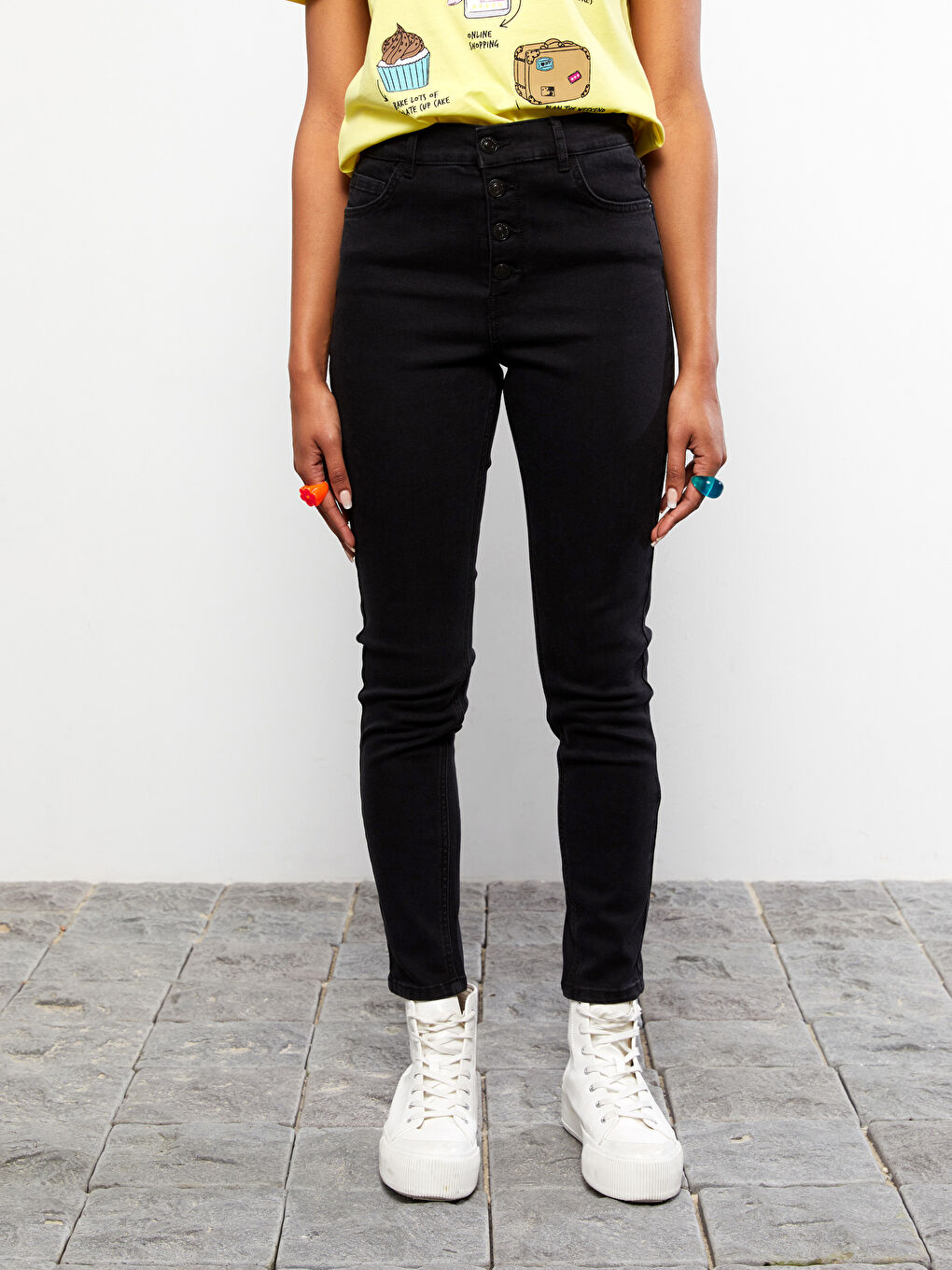 Siyah Yüksek Bel Jüpiter Süper Skinny Fit Kadın Jean Pantolon-3