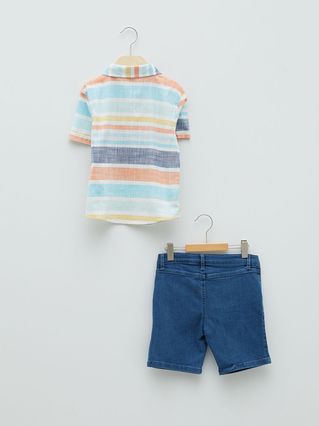 Short Sleeve Baby Boy Shirt and Jean Shorts 2-Pack Set-1