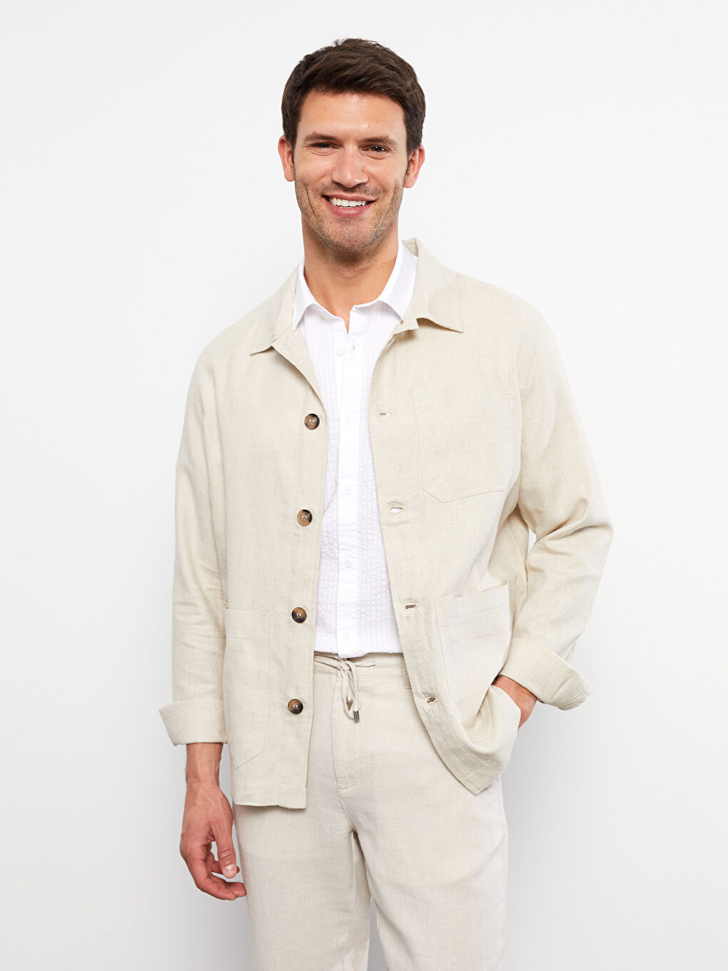 Slim Fit Collared Neck Men's Coat