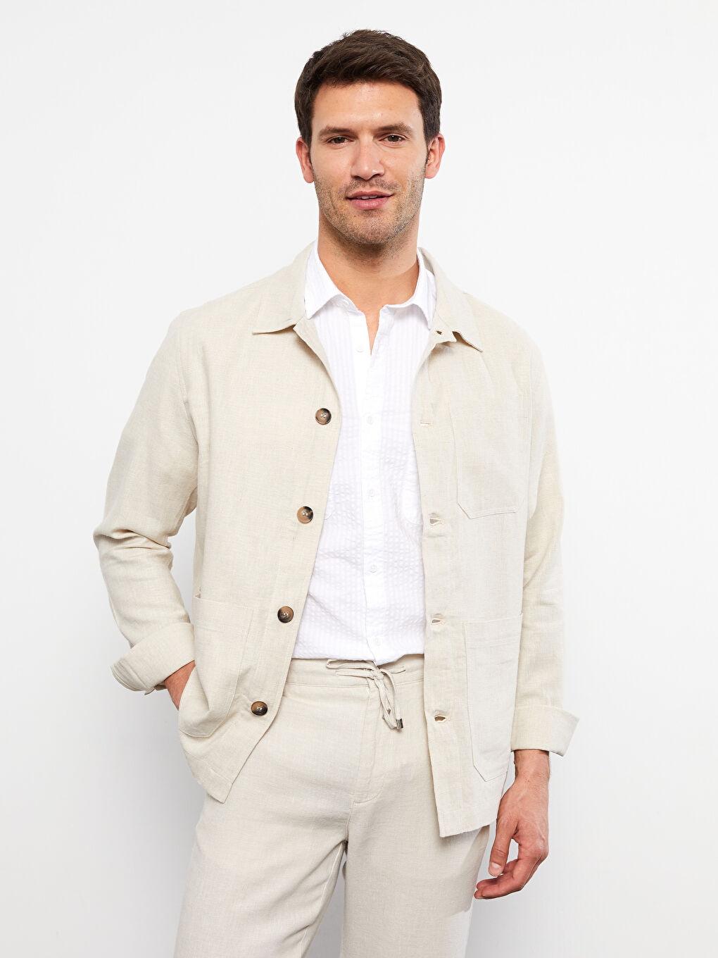 Slim Fit Collared Neck Men's Coat-1