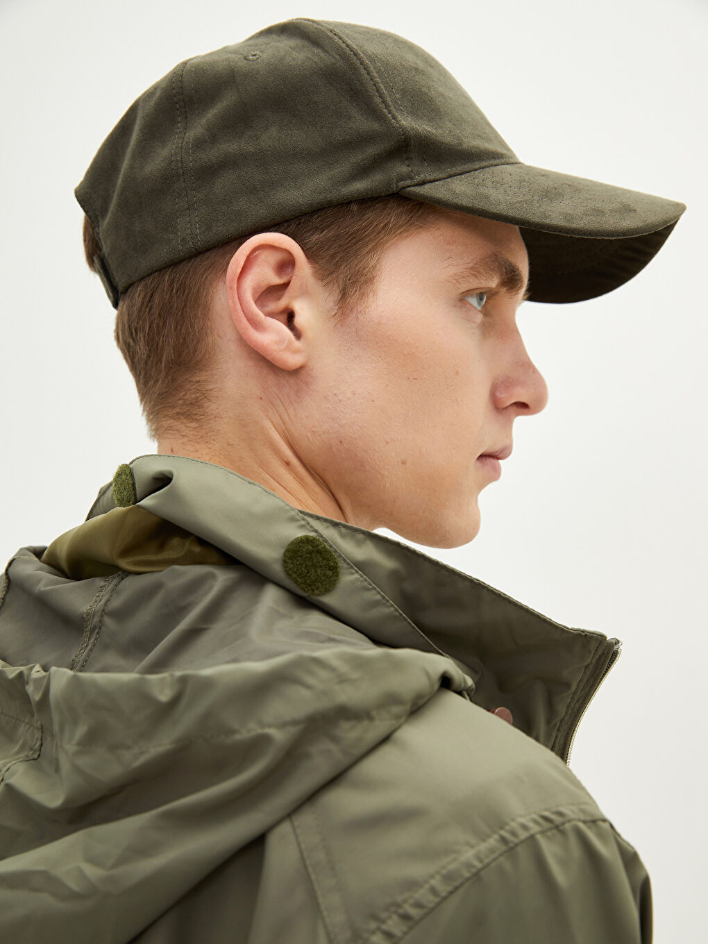 Haki Rahat Kalıp Dik Yaka Erkek İnce Mont-3