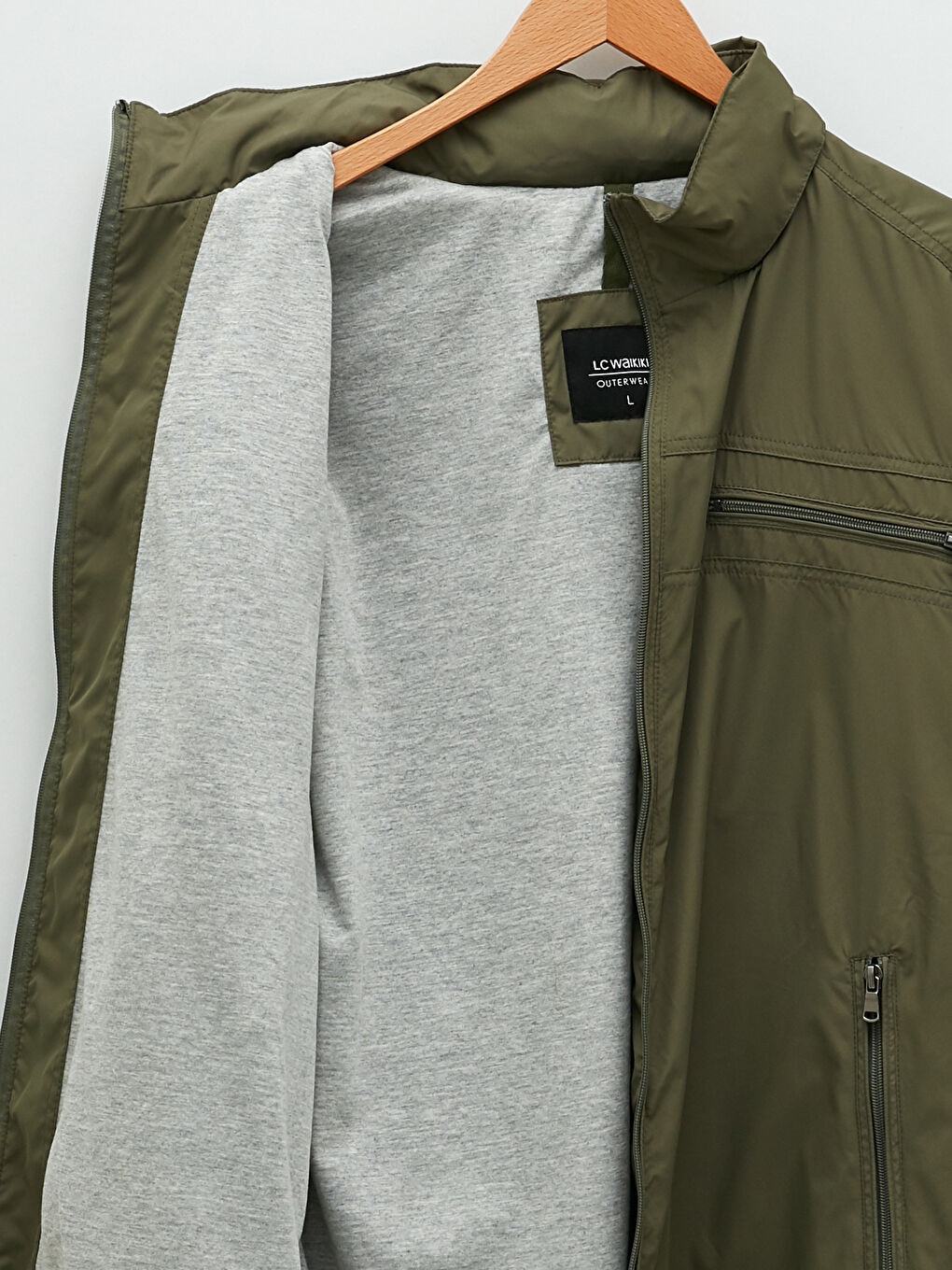 Haki Rahat Kalıp Dik Yaka Erkek İnce Mont-8