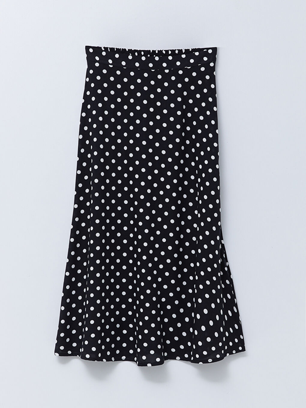 Siyah Beli Lastikli Puantiyeli A Kesim Kadın Viskon Etek-5