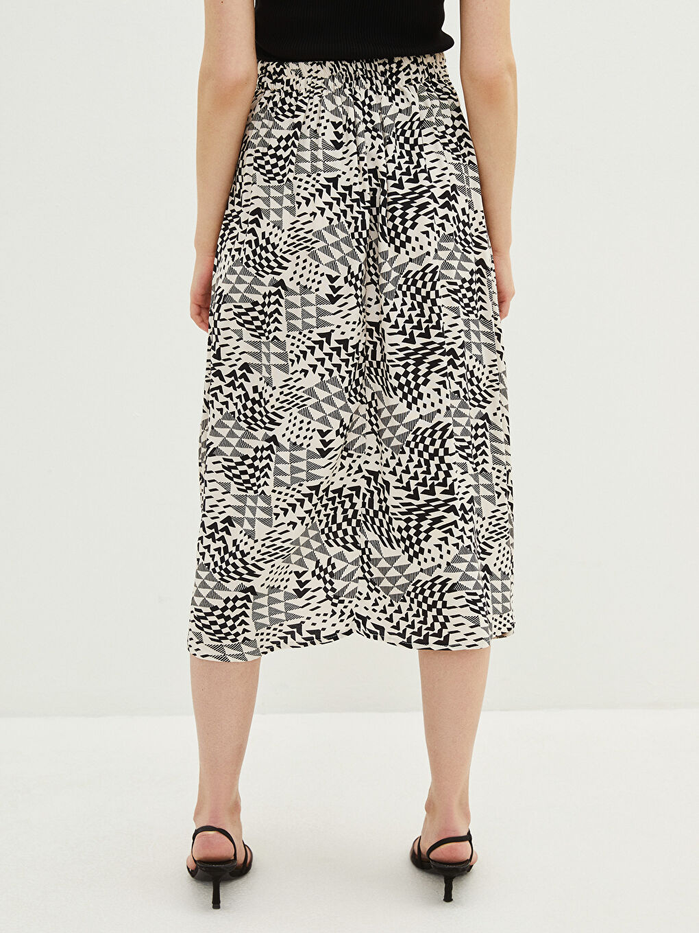 Suknja A forme sa elastičnim strukom, štampana, za žene, viskoza-3