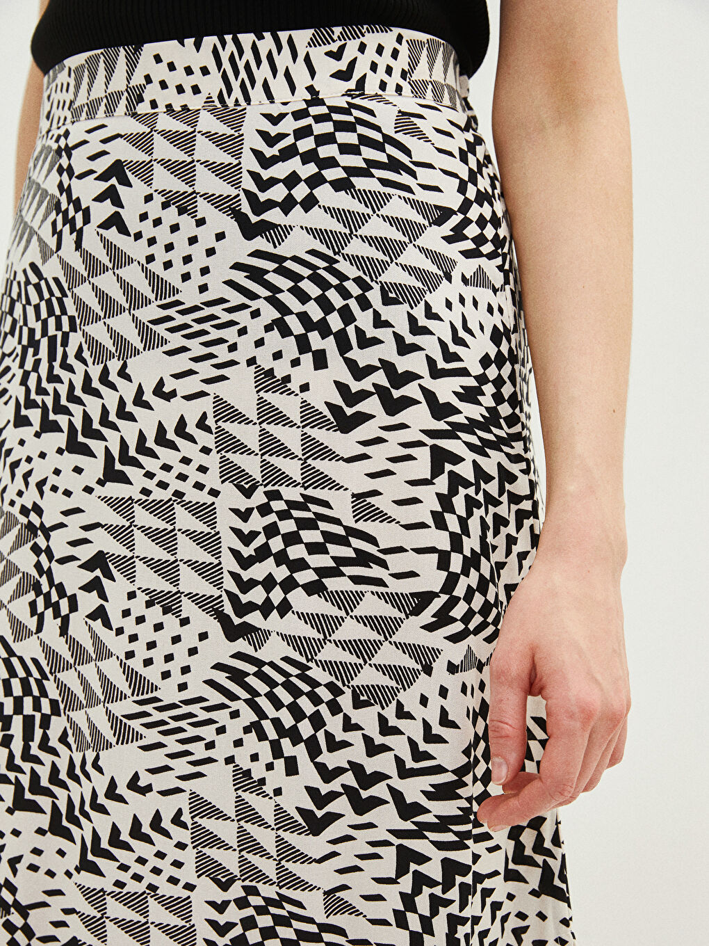 Suknja A forme sa elastičnim strukom, štampana, za žene, viskoza-4