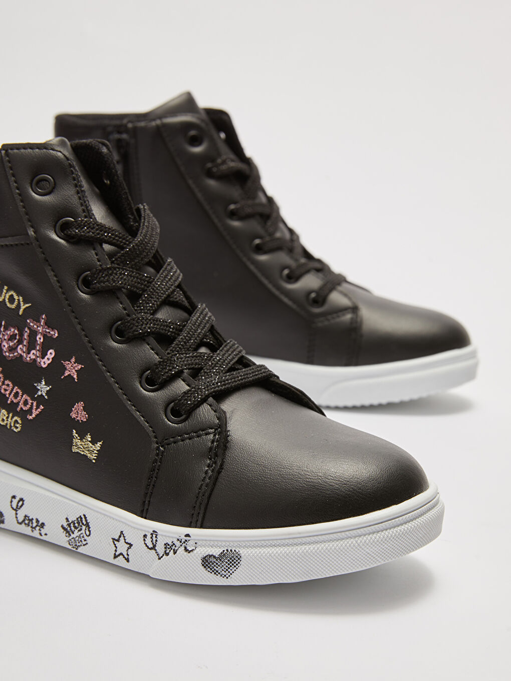 Кроссовки для девочек с вышивкой, шнуровкой и молнией-2