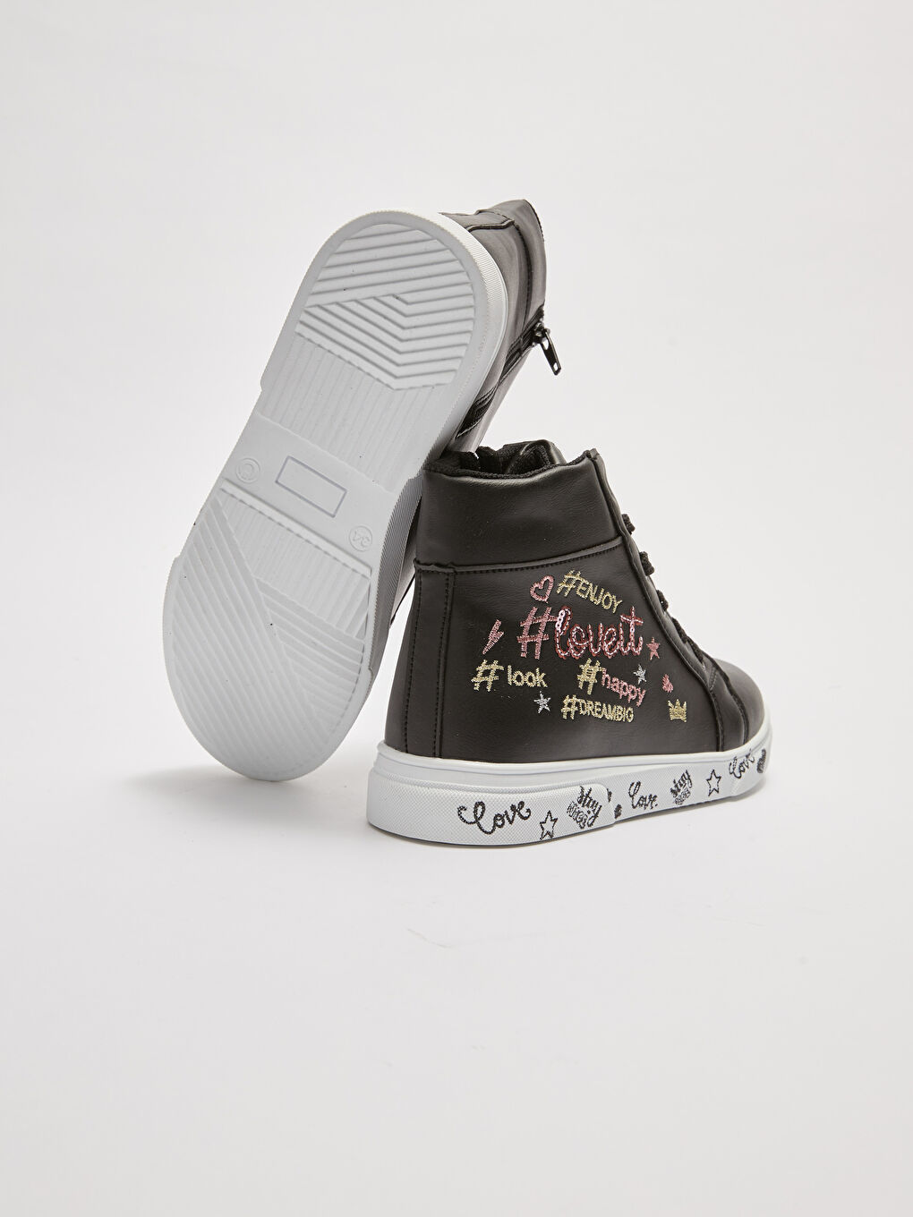 Кроссовки для девочек с вышивкой, шнуровкой и молнией-4