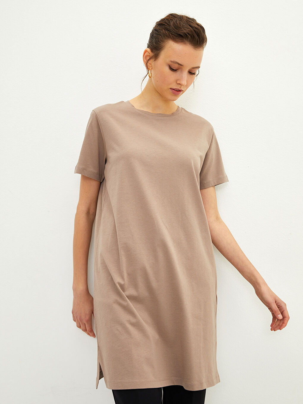 Crew Neck Straight Short Sleeve Cotton Women's T-Shirt