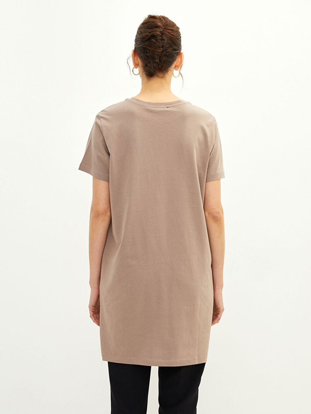 Crew Neck Straight Short Sleeve Cotton Women's T-Shirt-4