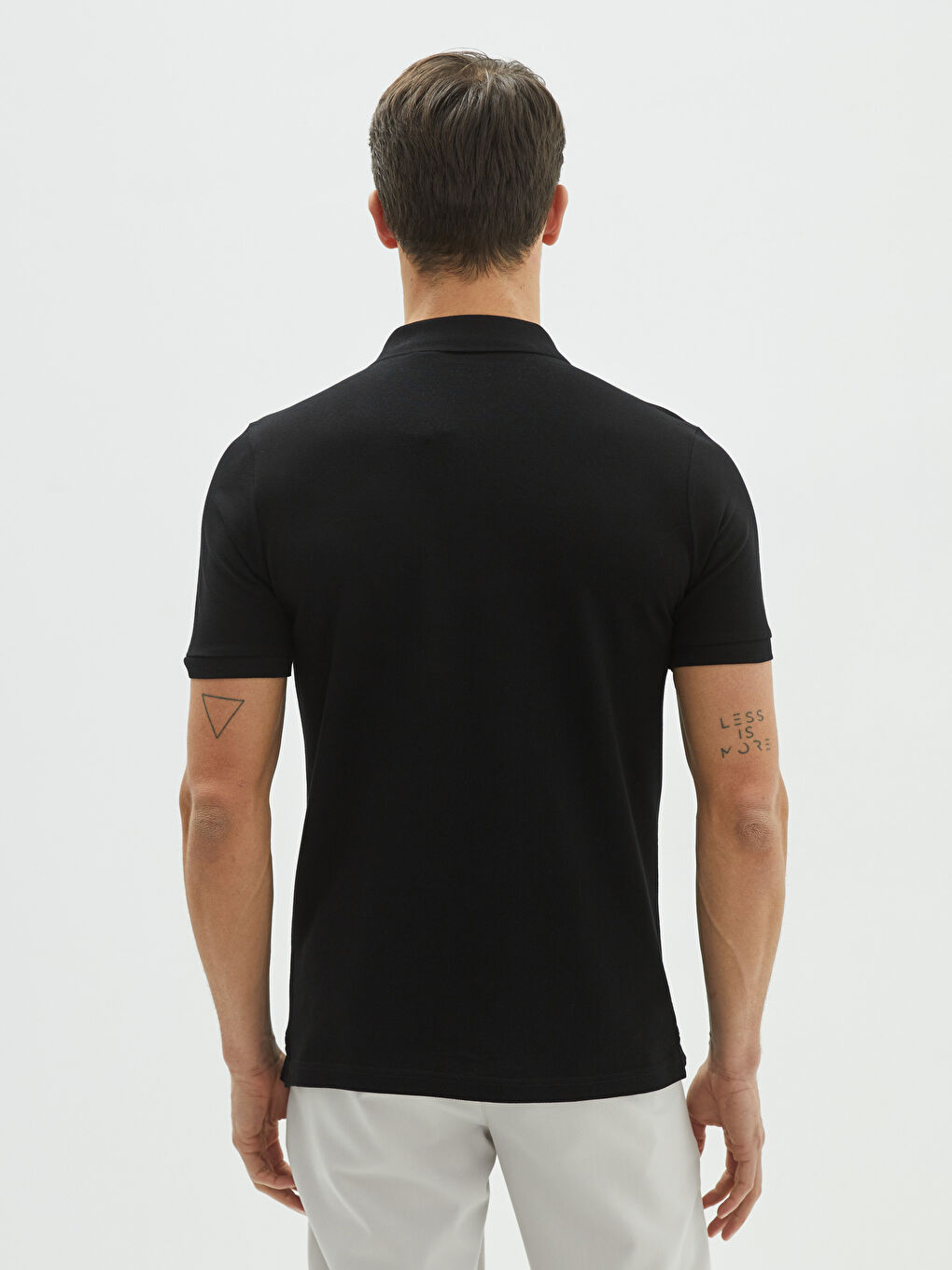Siyah Polo Yaka Kısa Kollu Pike Erkek Tişört-4