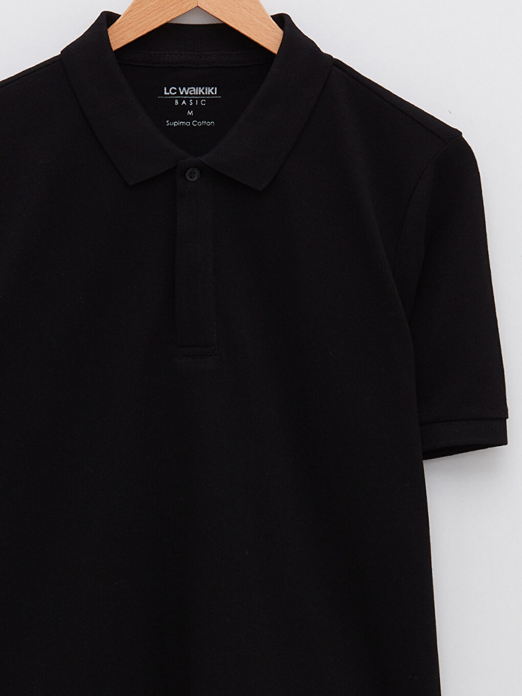 Siyah Polo Yaka Kısa Kollu Pike Erkek Tişört-7