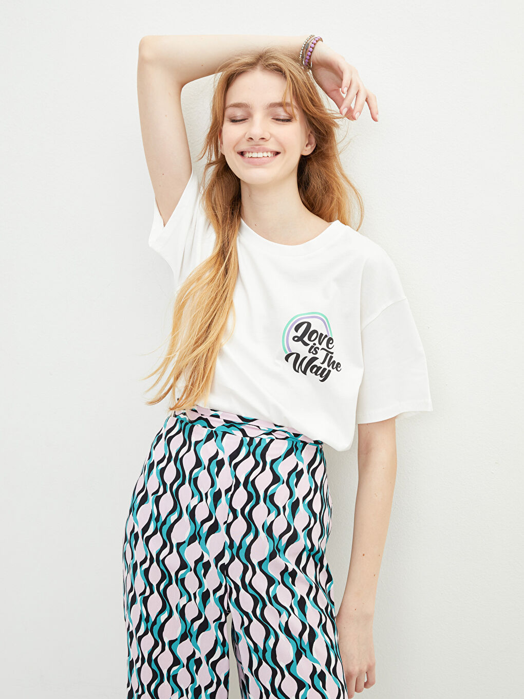 Crew Neck Printed Short Sleeve Cotton Women's T-shirt