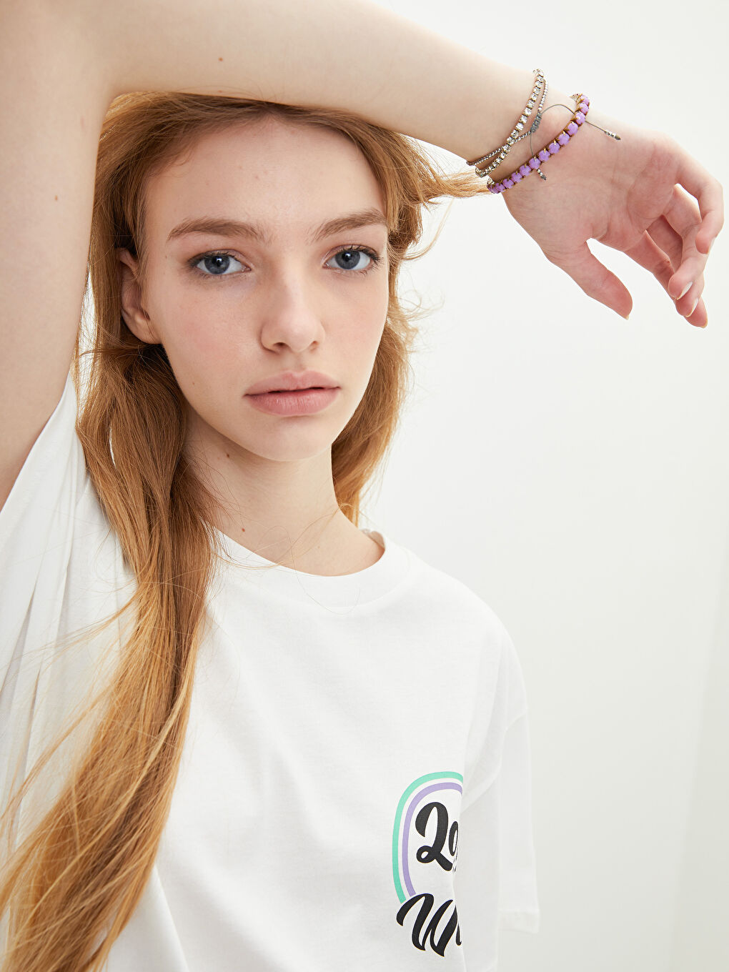 Crew Neck Printed Short Sleeve Cotton Women's T-shirt-2