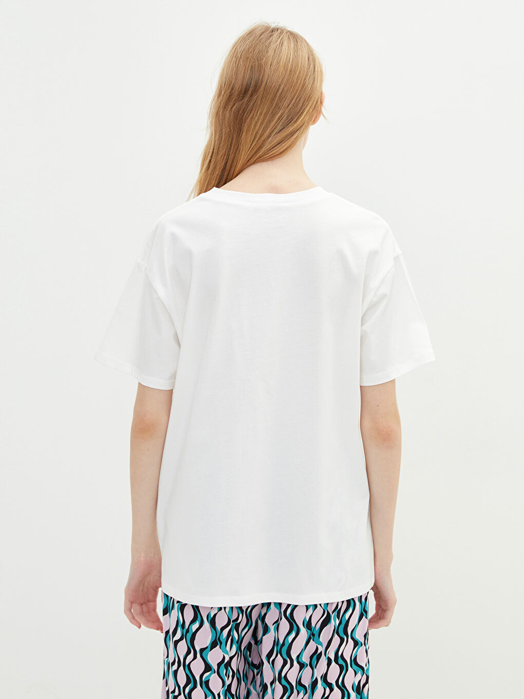 Crew Neck Printed Short Sleeve Cotton Women's T-shirt-4