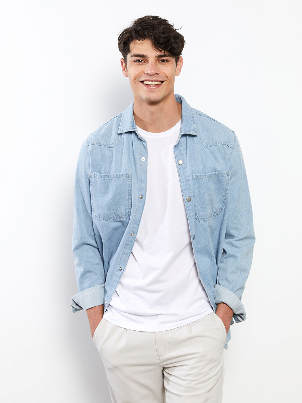 Tricou pentru Bărbați din Jerseu cu Guler Rotund