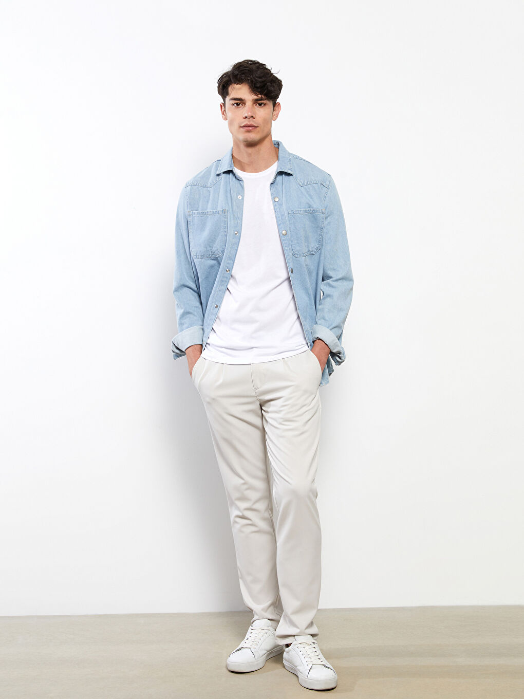 Tricou pentru Bărbați din Jerseu cu Guler Rotund-1