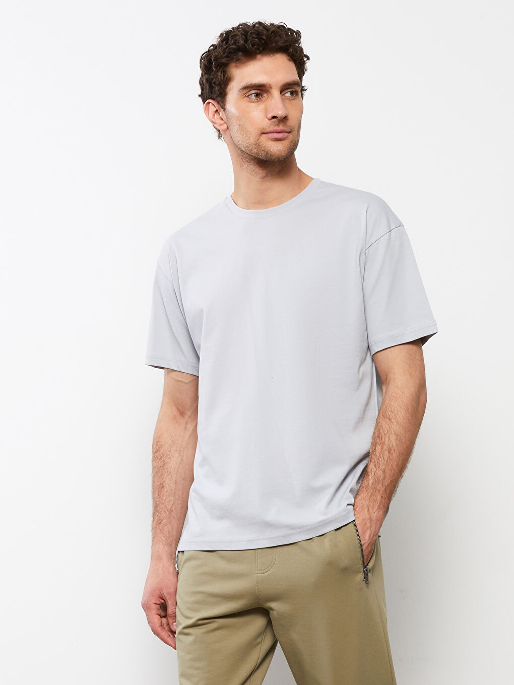 Овърсайз тениска с кръгло деколте и къс ръкав от джърси за мъже-1