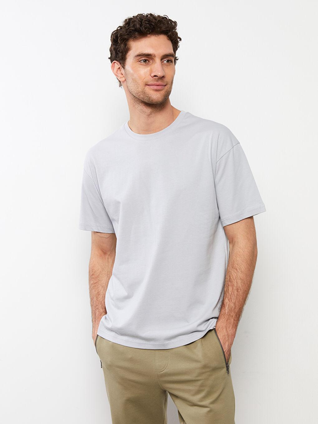 Овърсайз тениска с кръгло деколте и къс ръкав от джърси за мъже-2