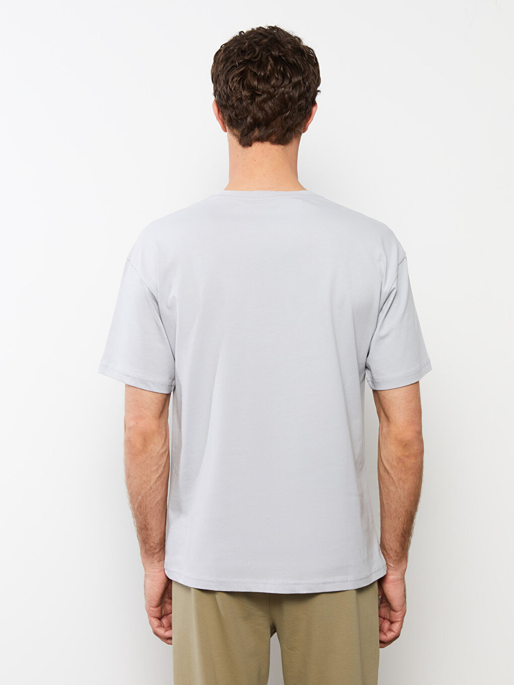 Овърсайз тениска с кръгло деколте и къс ръкав от джърси за мъже-4