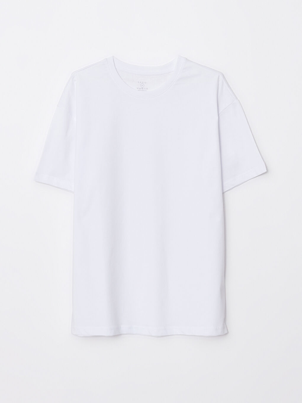 Beyaz Oversize Bisiklet Yaka Kısa Kollu Penye Erkek Tişört-4