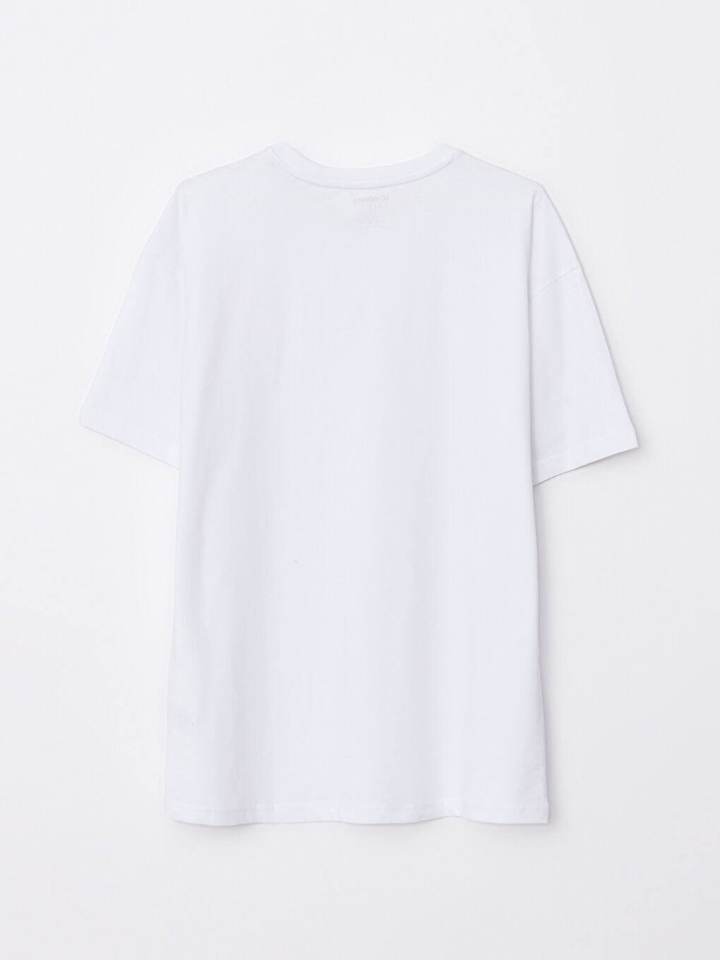 Beyaz Oversize Bisiklet Yaka Kısa Kollu Penye Erkek Tişört-5