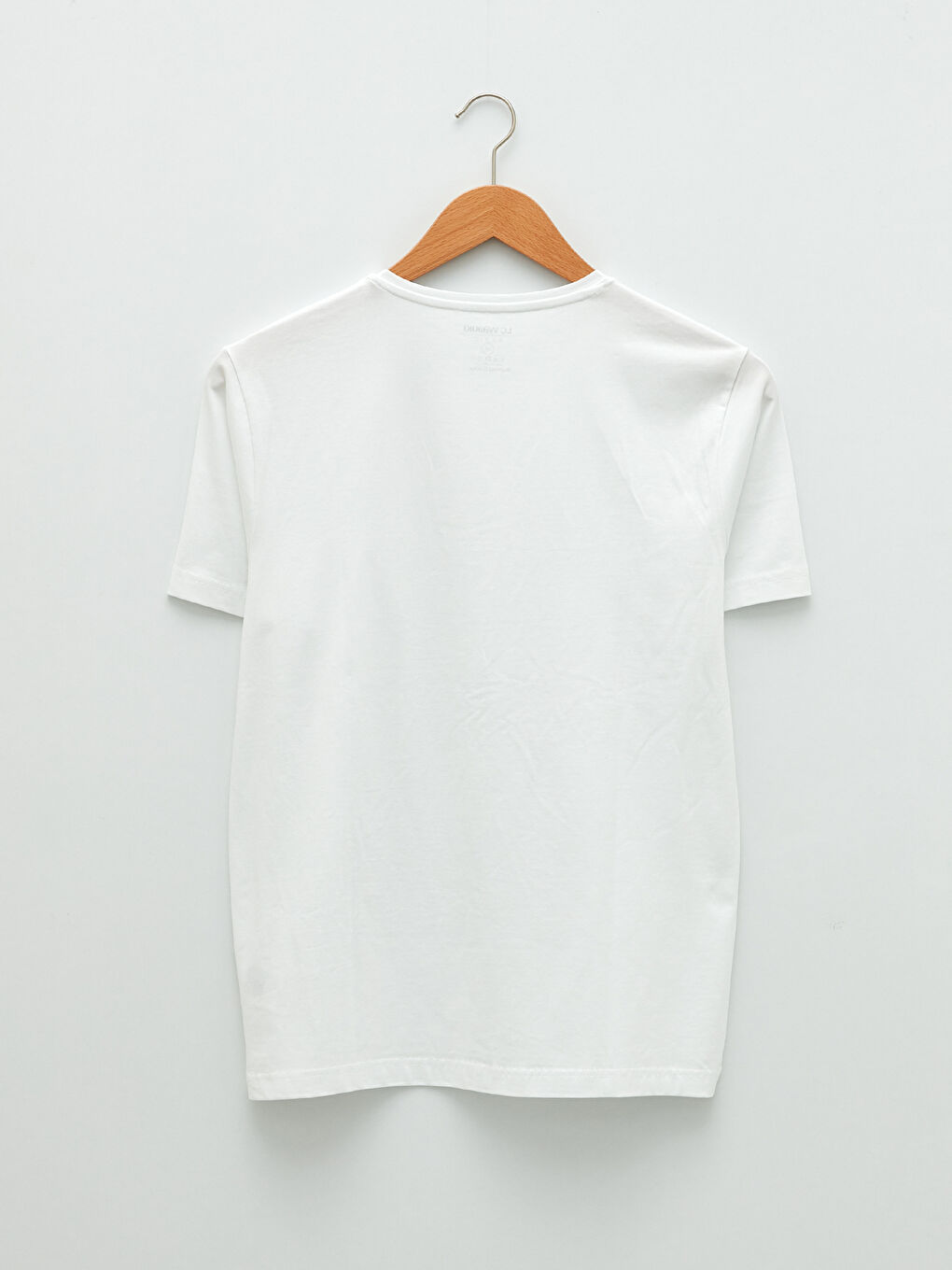 Beyaz Bisiklet Yaka Penye Erkek Tişört-6