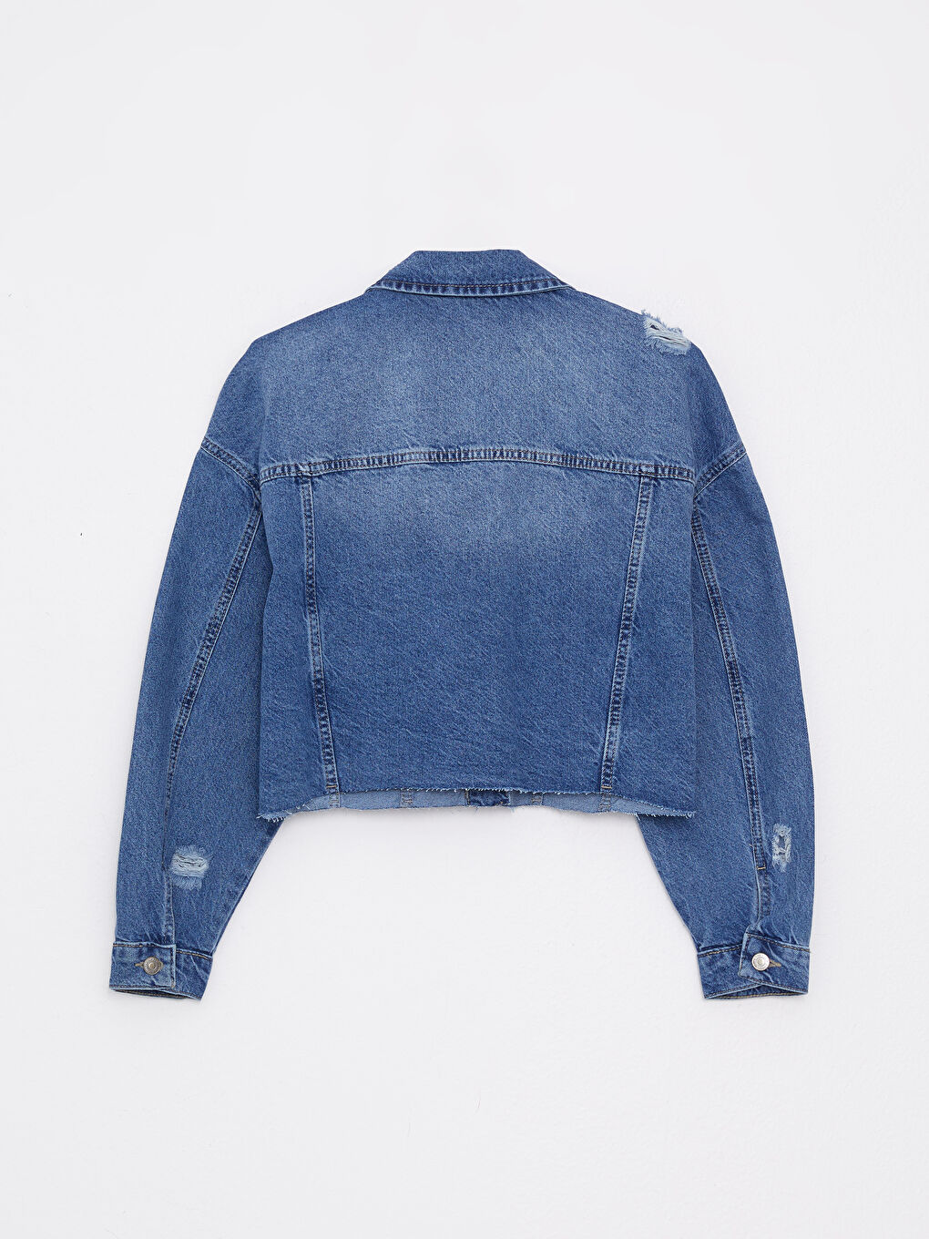 Әйелдерге арналған ұзын жең жағалы қалталы джинс күртеше-6