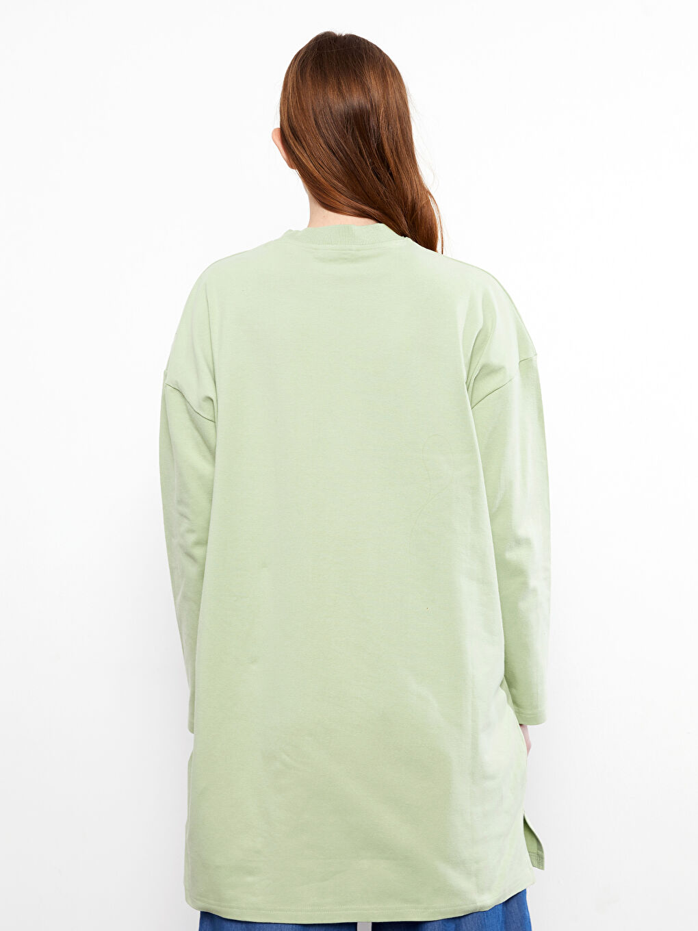 LCW Modest Crew Neck Printed Long Sleeve Oversize Women's Tunic -S2BB74Z8-R0C