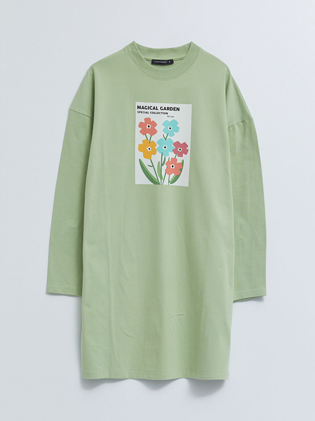 LCW Modest Crew Neck Printed Long Sleeve Oversize Women's Tunic -S2BB74Z8-R0C
