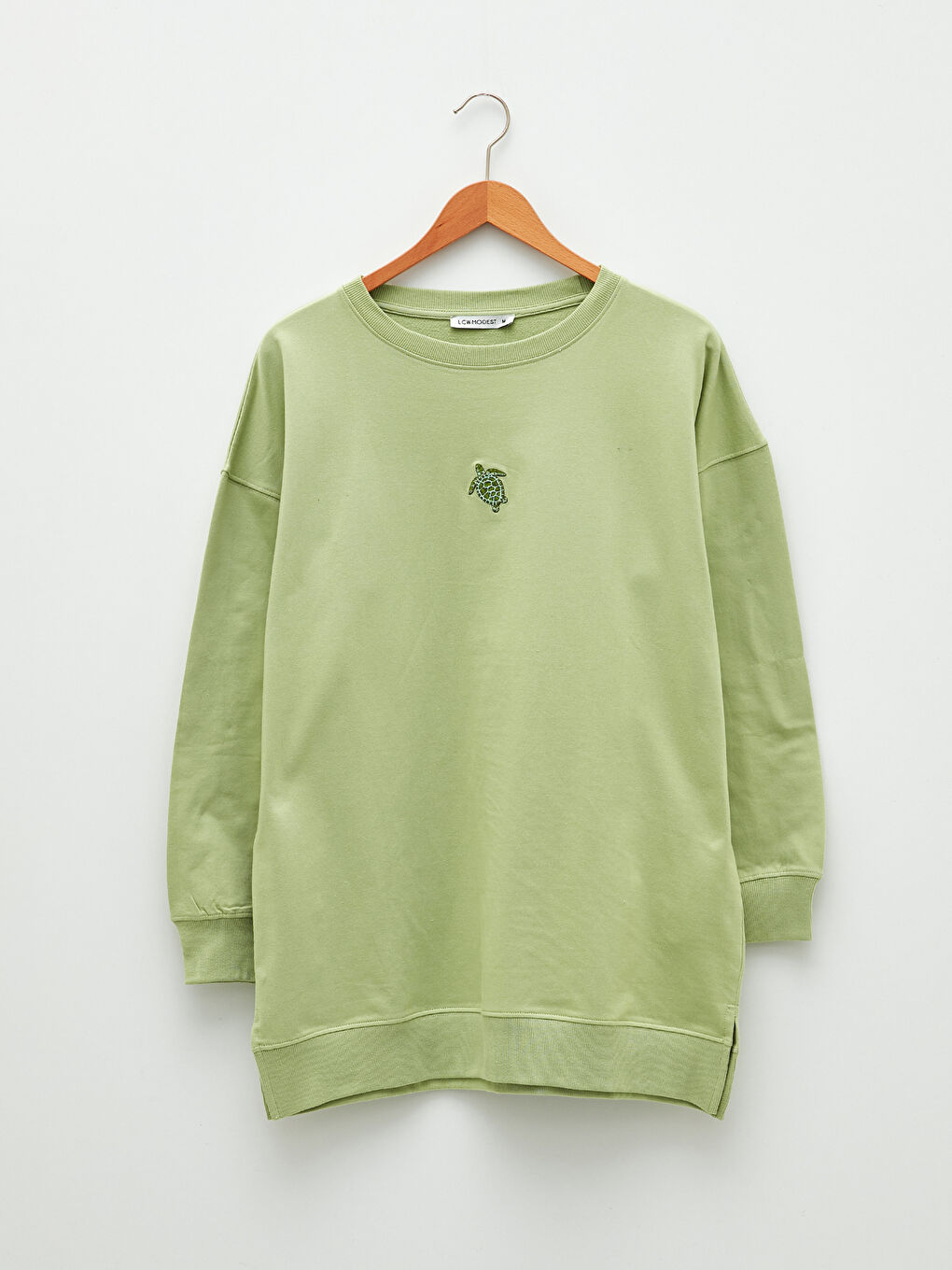 Crew Neck Embroidered Long Sleeve Oversize Cotton Women's Sweatshirt Tunic -S2BB75Z8-RQ2