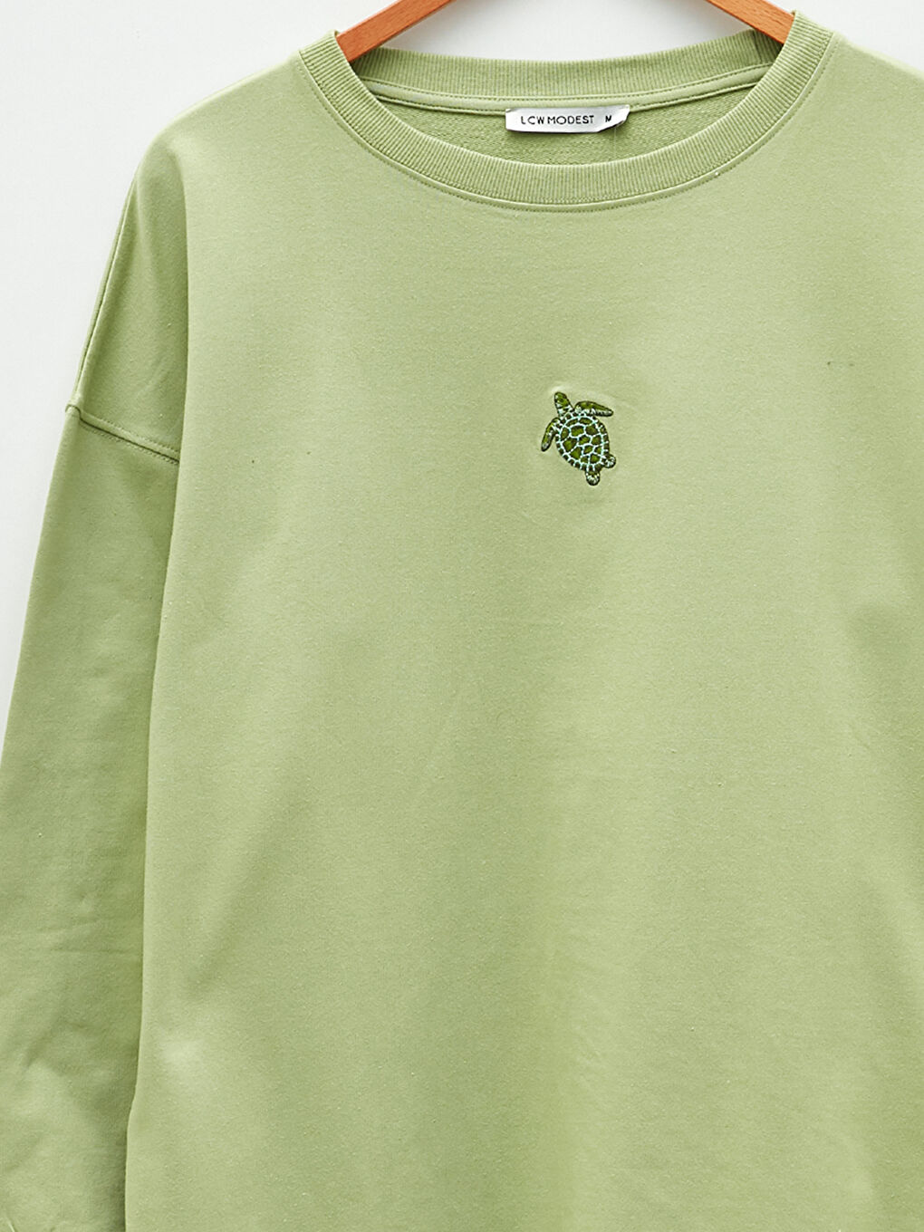 Crew Neck Embroidered Long Sleeve Oversize Cotton Women's Sweatshirt Tunic -S2BB75Z8-RQ2