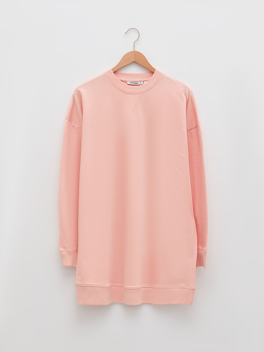 Crew Neck Straight Long Sleeve Cotton Women's Sweatshirt Tunic-5