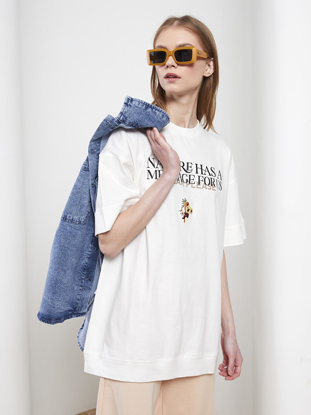 Crew Neck Printed Short Sleeve Cotton Women's Tunic-1