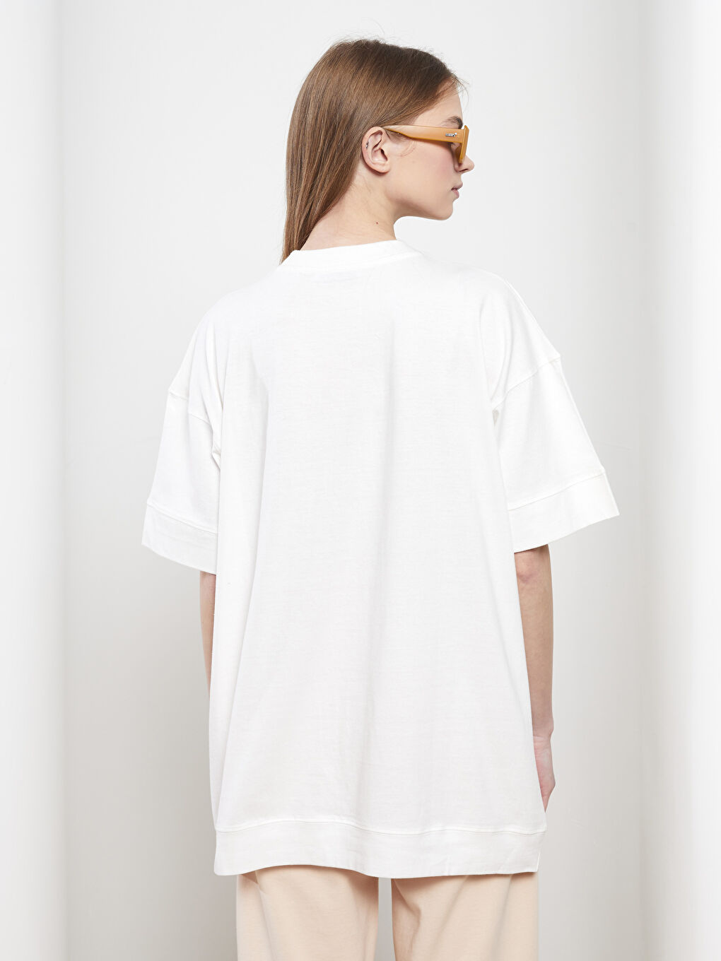 Crew Neck Printed Short Sleeve Cotton Women's Tunic-3