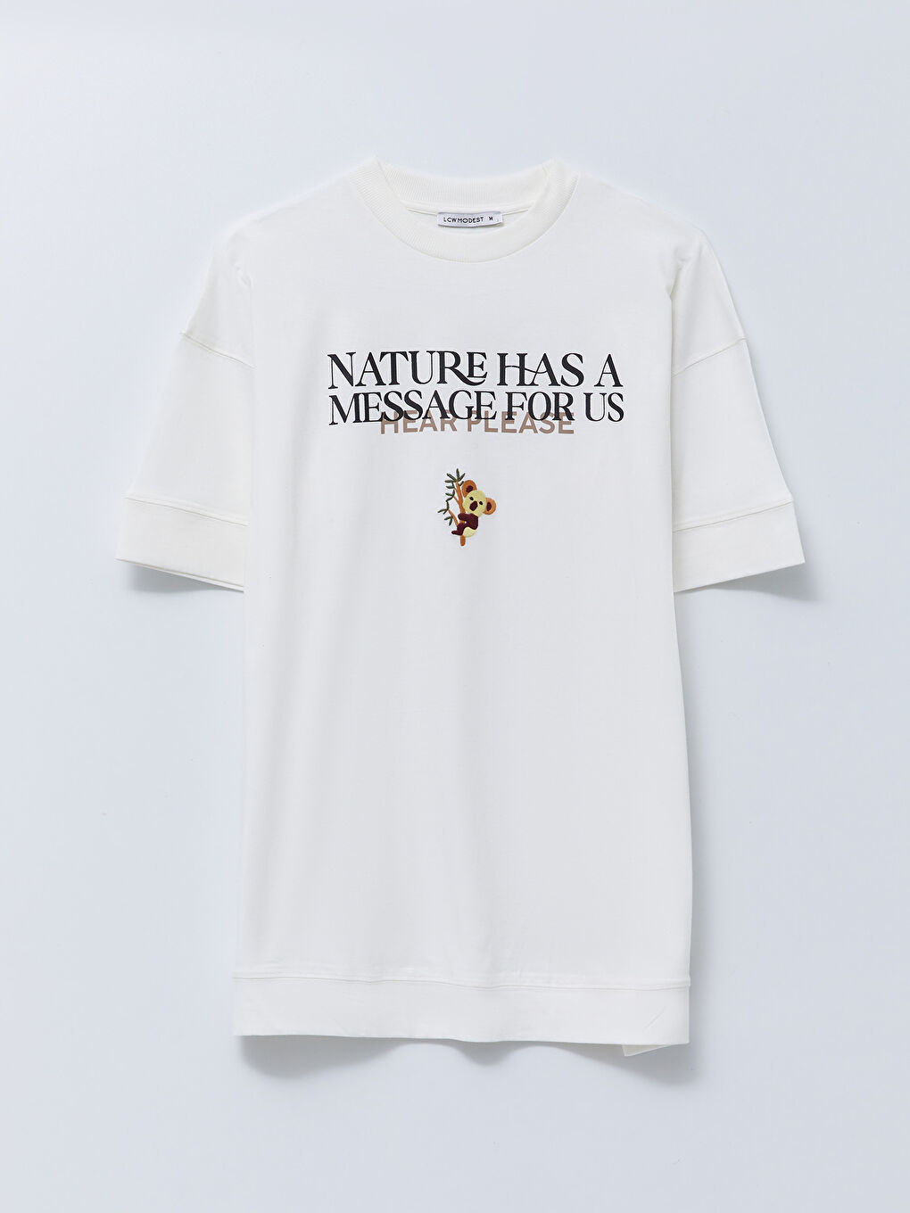 Crew Neck Printed Short Sleeve Cotton Women's Tunic-4