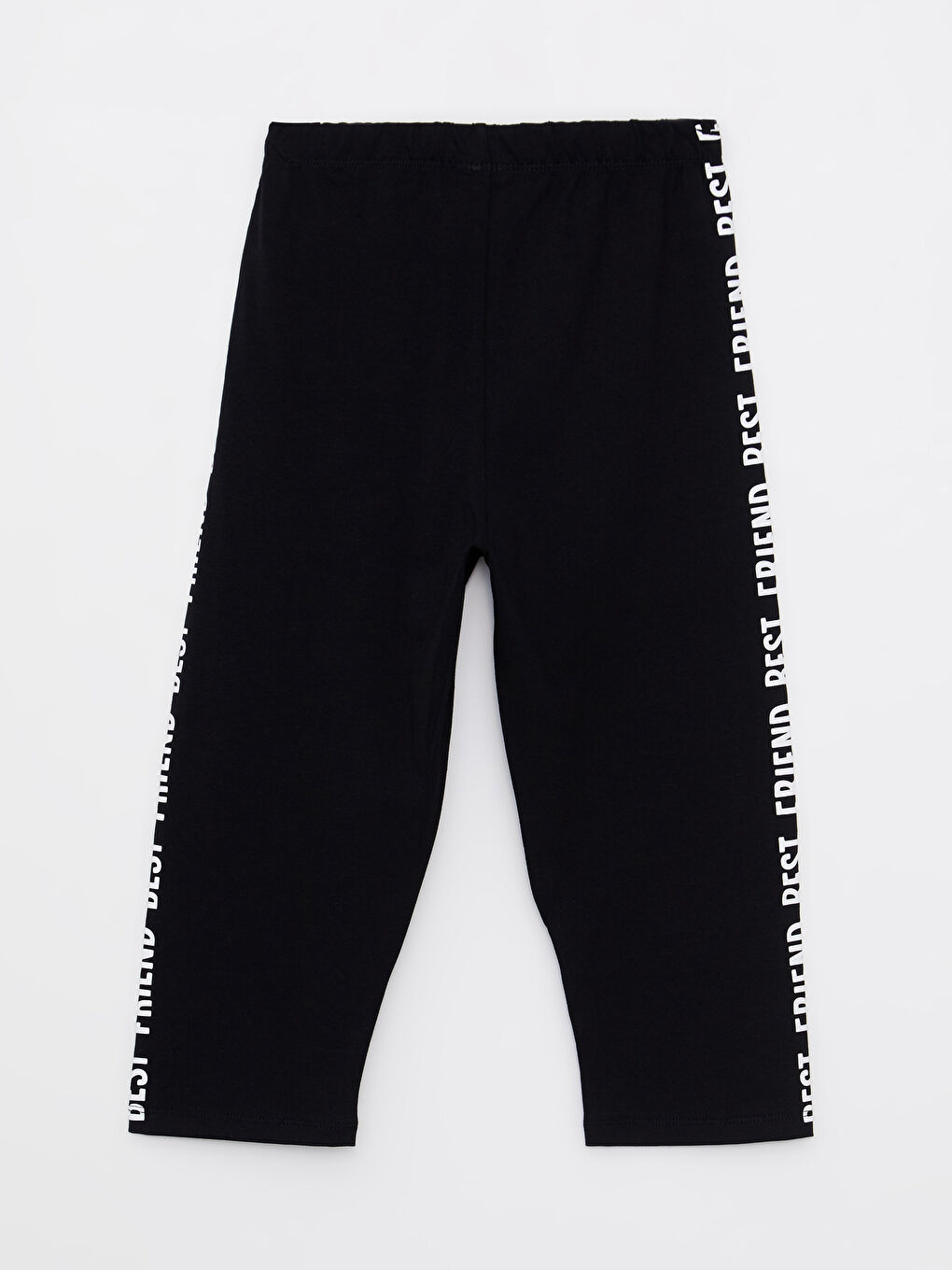 Siyah Beli Lastikli Baskılı Pamuklu Kız Çocuk Tayt-1