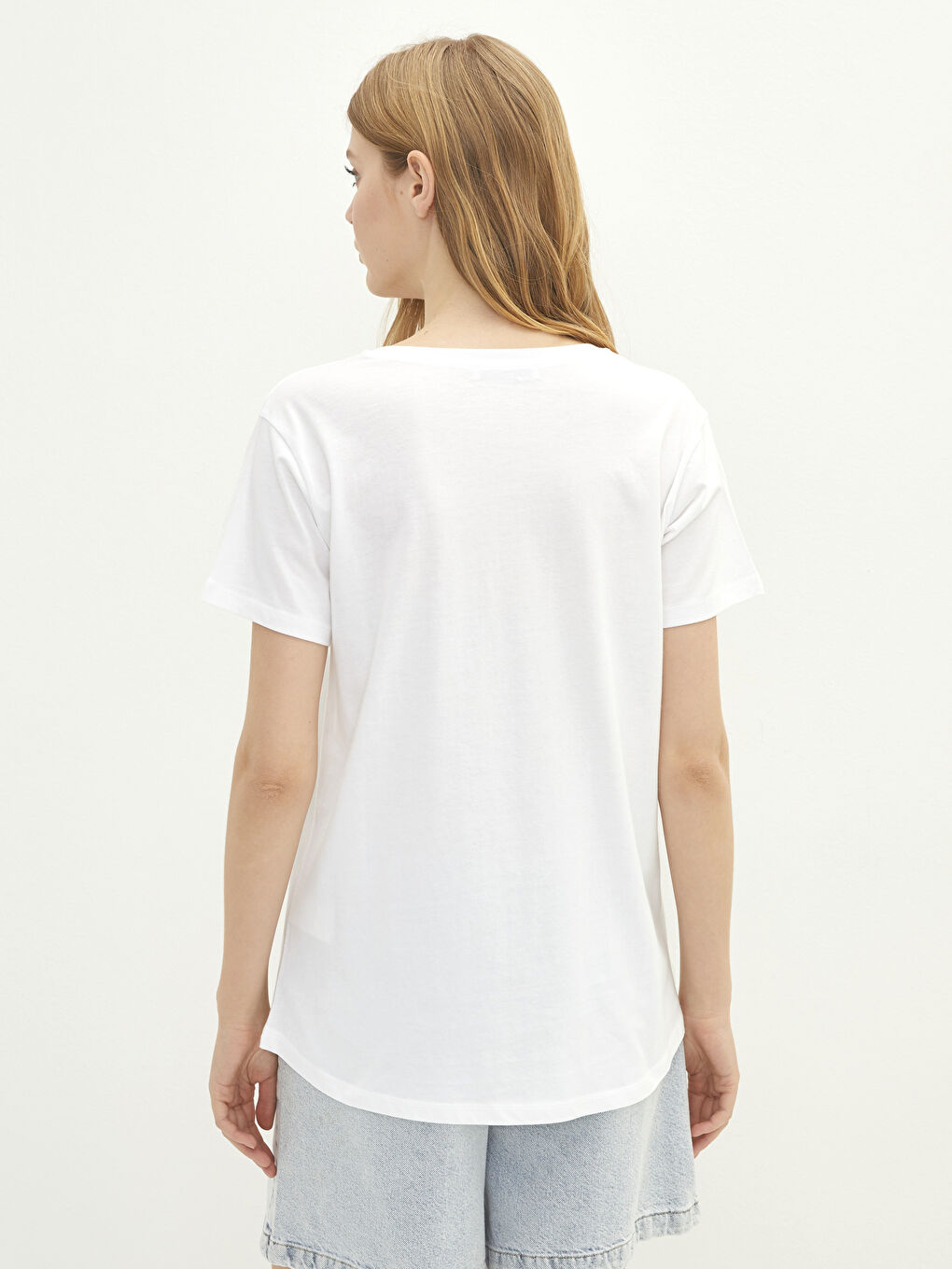 T-shirt en Coton à Manches Courtes avec Imprimé Lettre et Col Rond pour Femmes-4