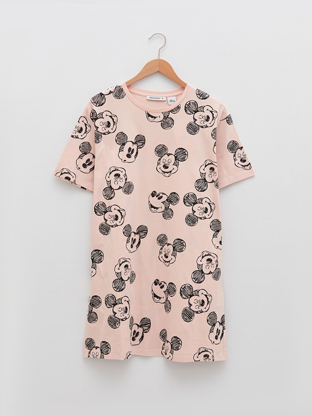 Crew Neck Mickey Mouse Printed Short Sleeve Women's Tunic-4