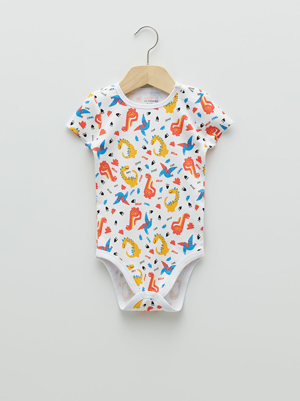 Crew Neck Short Sleeve Printed Cotton Baby Boy Snap Button Body 2 Pack-3