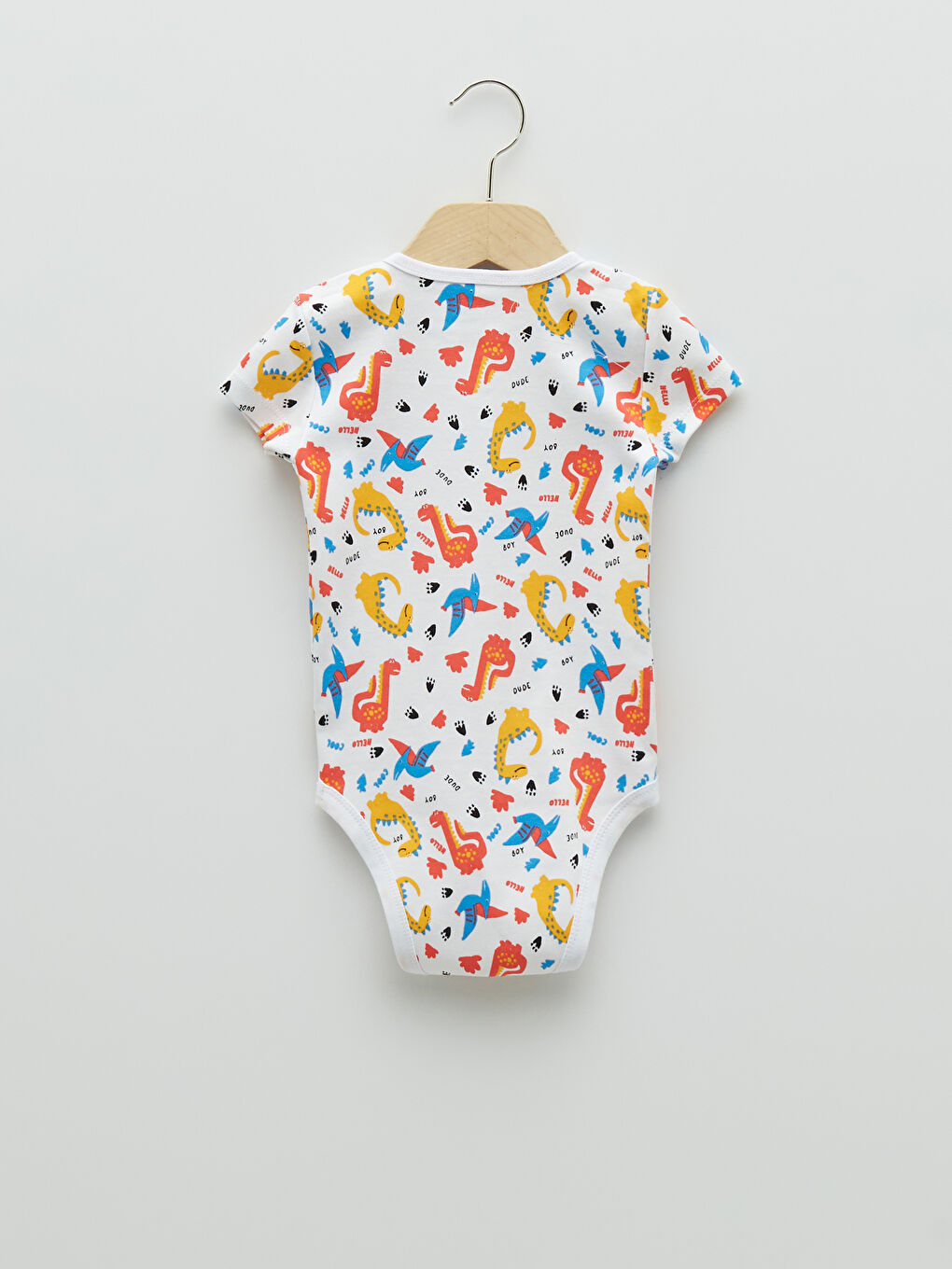 Crew Neck Short Sleeve Printed Cotton Baby Boy Snap Button Body 2 Pack-4