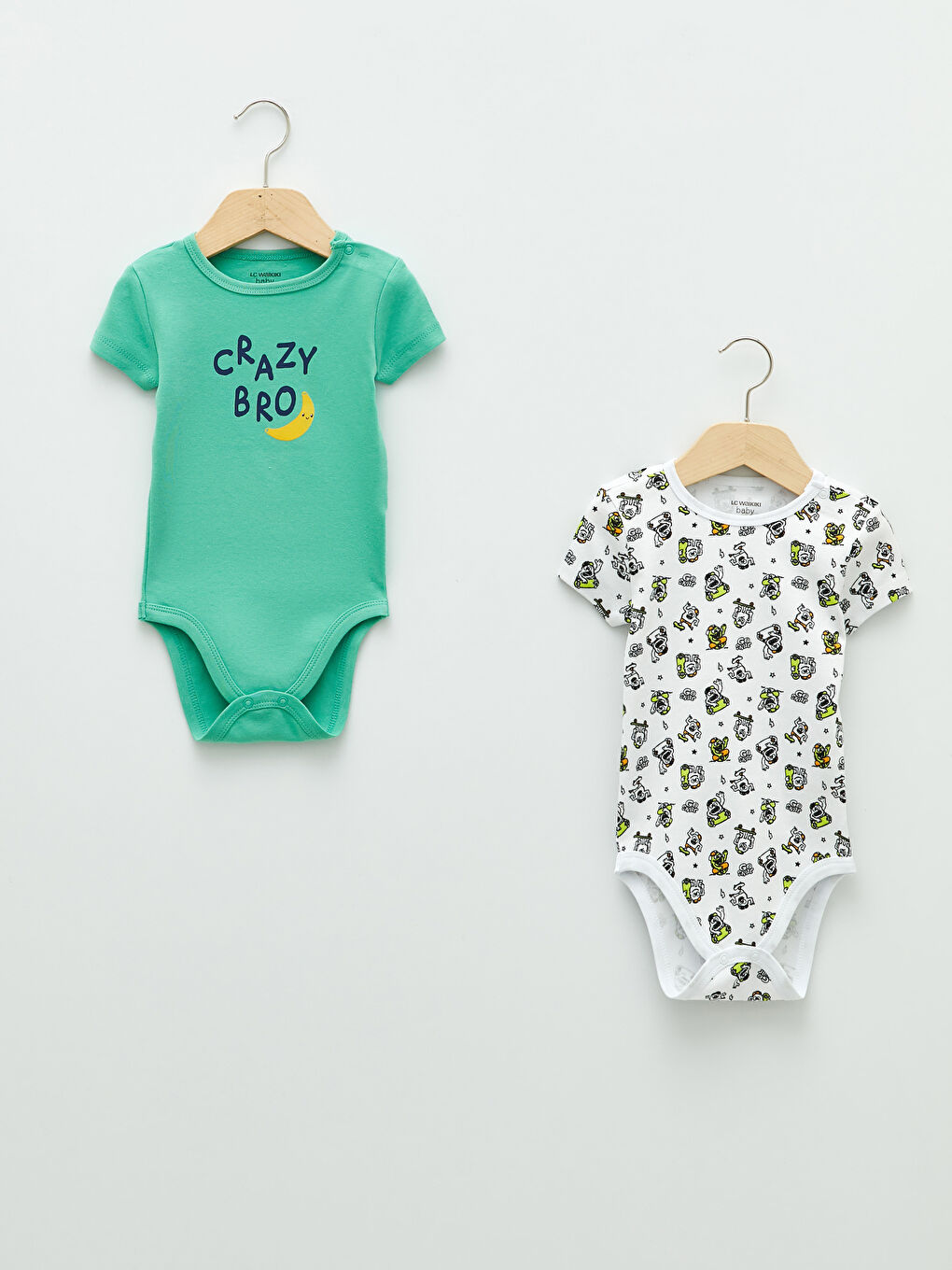 بدلة الجسم كول مدور كم قصير مطبوع قطن بيبي ولد زرار جوج ديال الباكات